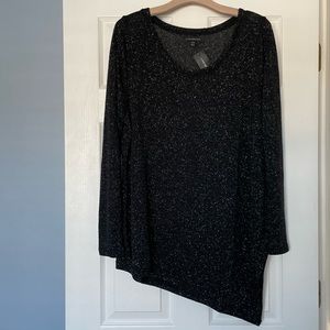 NWT Lane Bryant Asymmetrical Metallic Lightweight Long Sleeve Sweater size 18/20